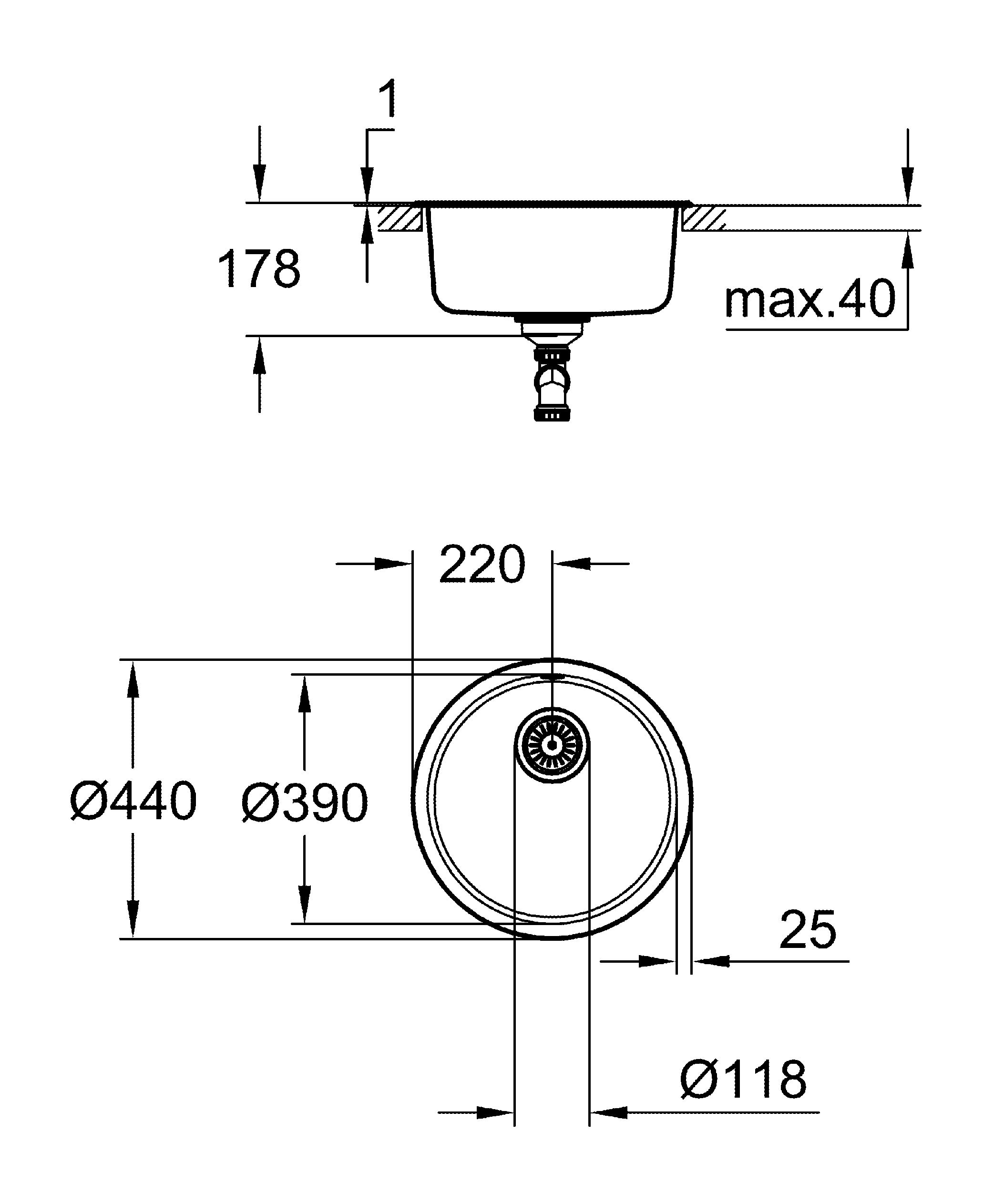 GROHE K200 lavello cucina con gocciolatoio inox