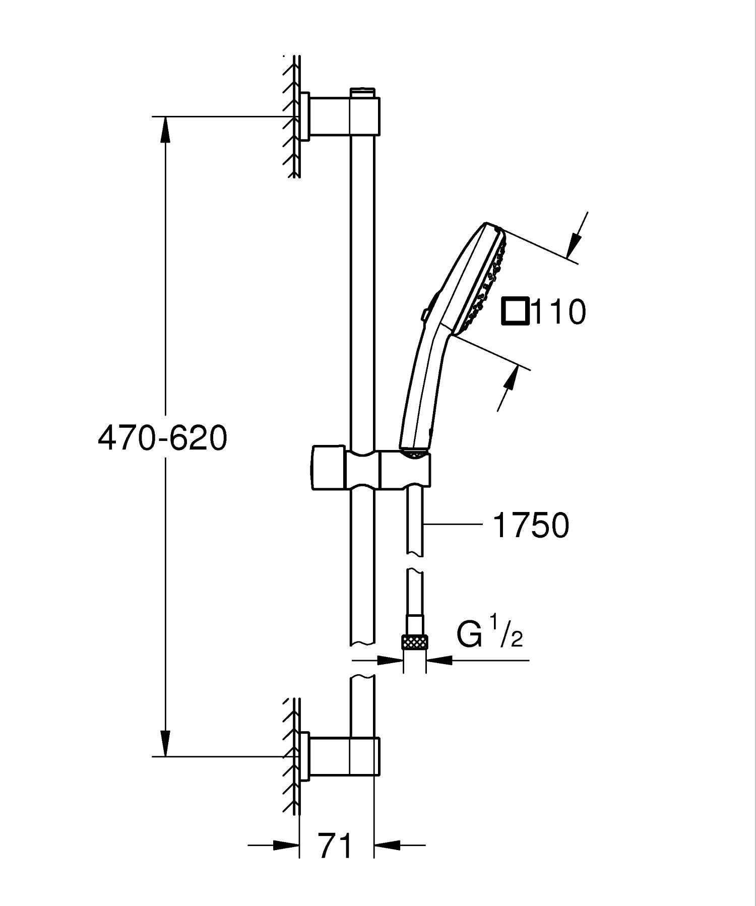 GROHE Vitalio Comfort 110 26096001 set saliscendi 60 cm 3 getti