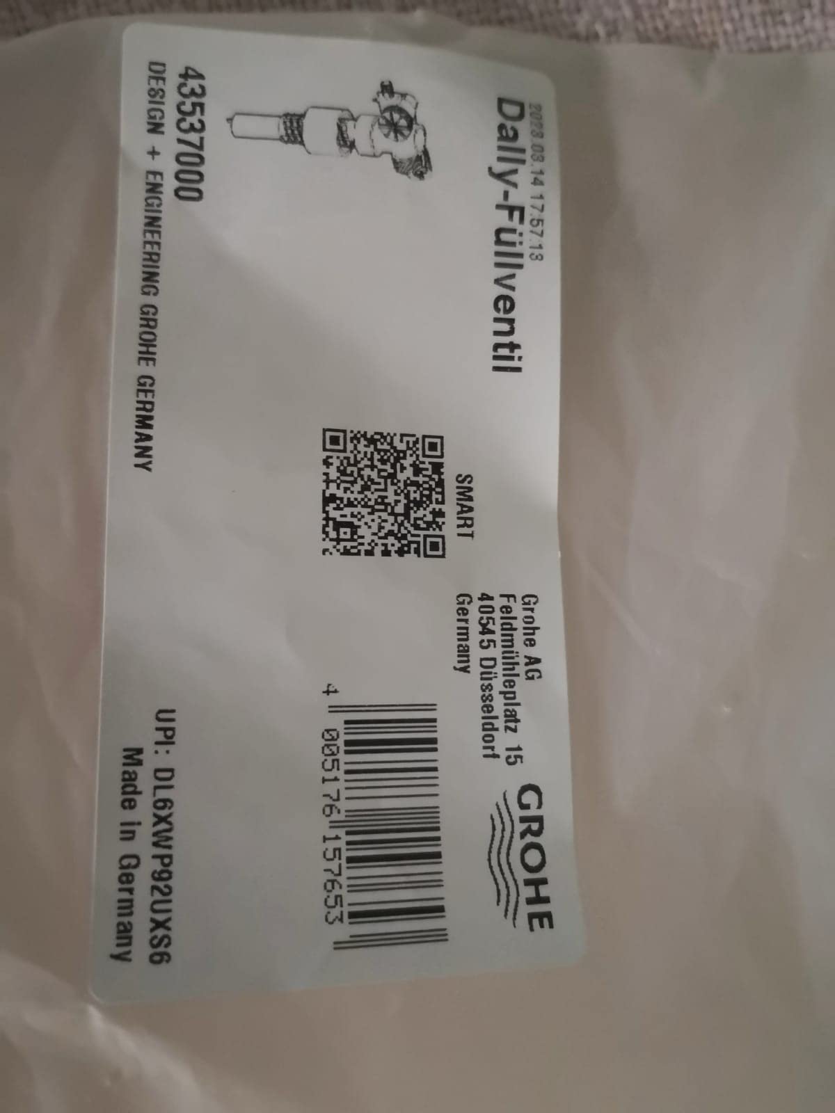 Grohe 43537000 Valvola Riempimento Cassetta WC 3/8 galleggiante