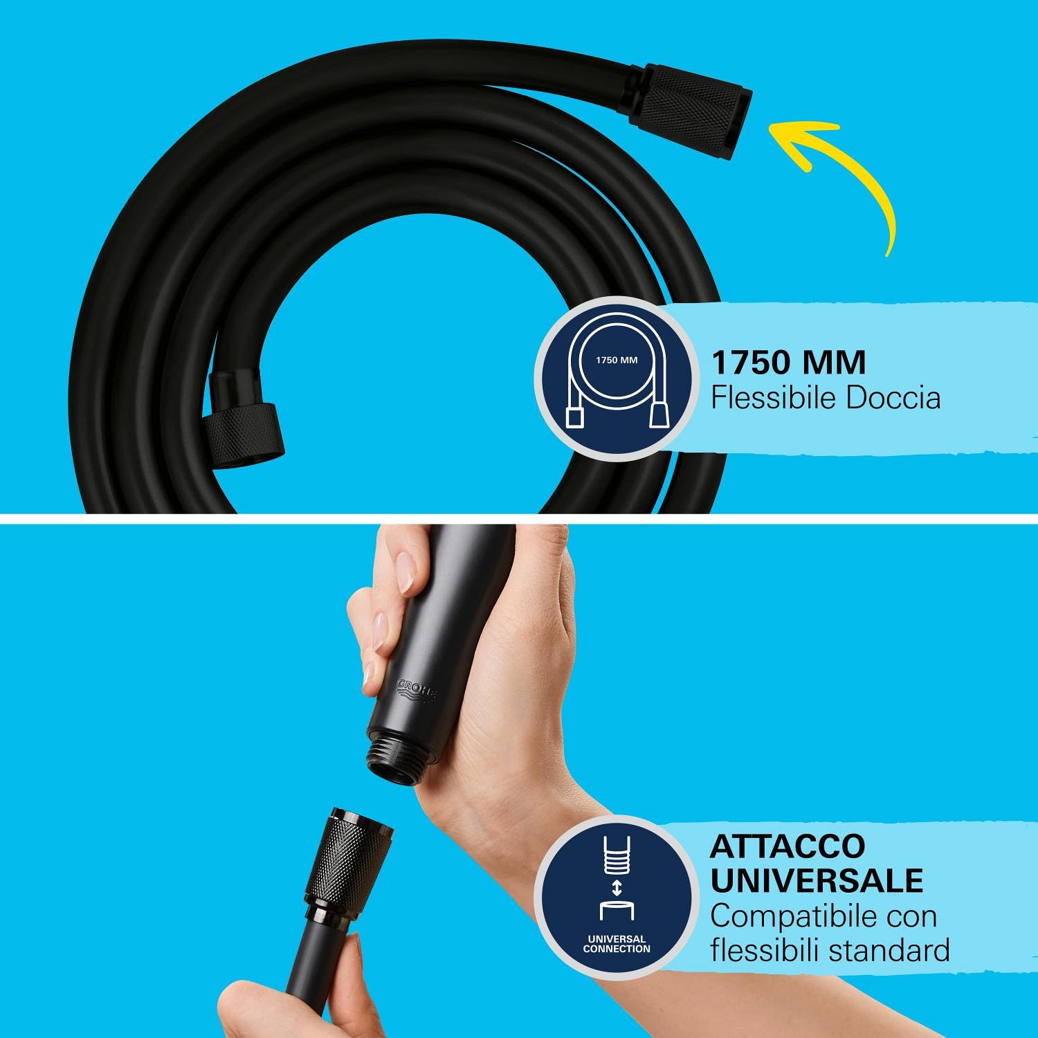 Grohe Vitalio Comfort 263992431 Set Doccia Squadrato Nero