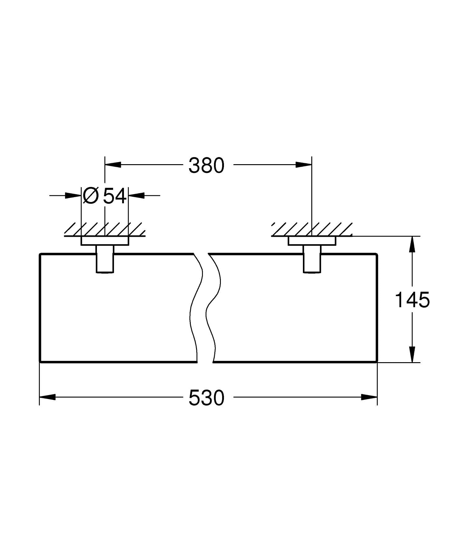Grohe Start 41202000 mensola vetro cromo 530 mm fissaggio nascosto