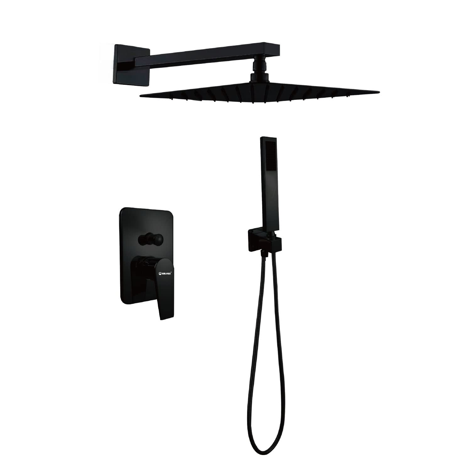 SOLVEX SP-90110 Set Doccia Incasso Nero Soffione 20x20 cm
