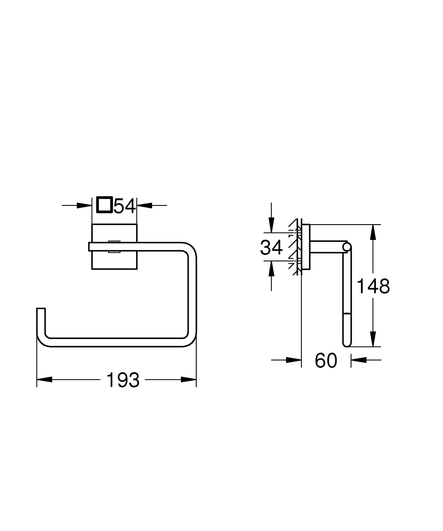Grohe Start Cube 40975000 portasciugamani cromo fissaggio nascosto