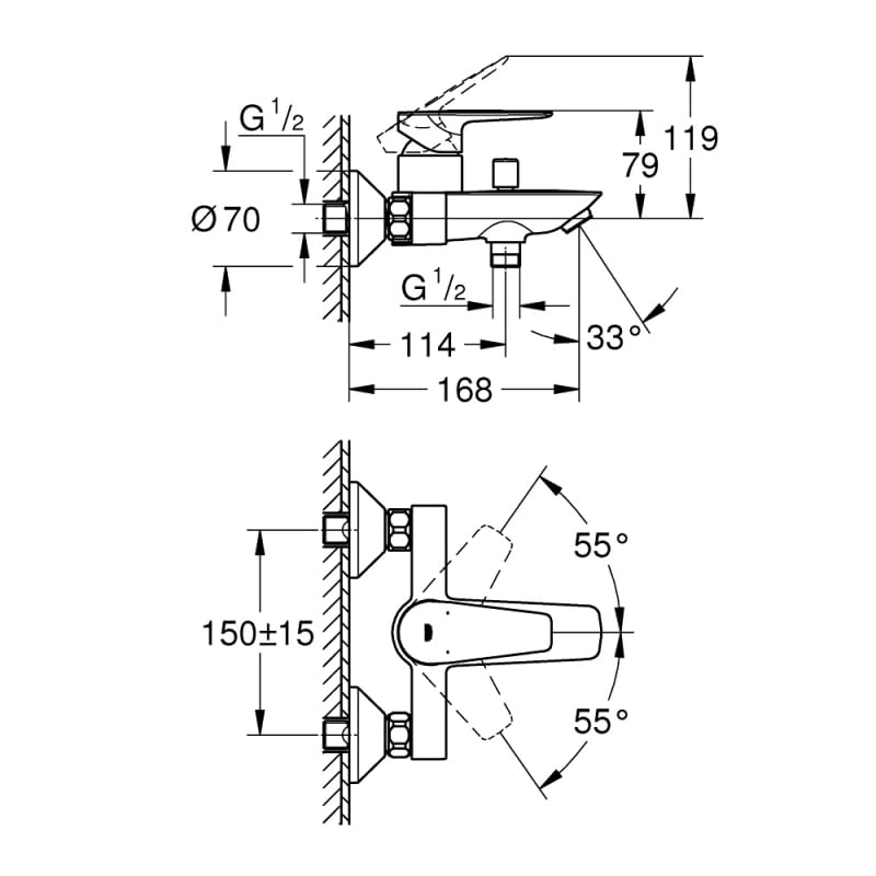 GROHE Start Edge 24118431 miscelatore vasca parete nero opaco