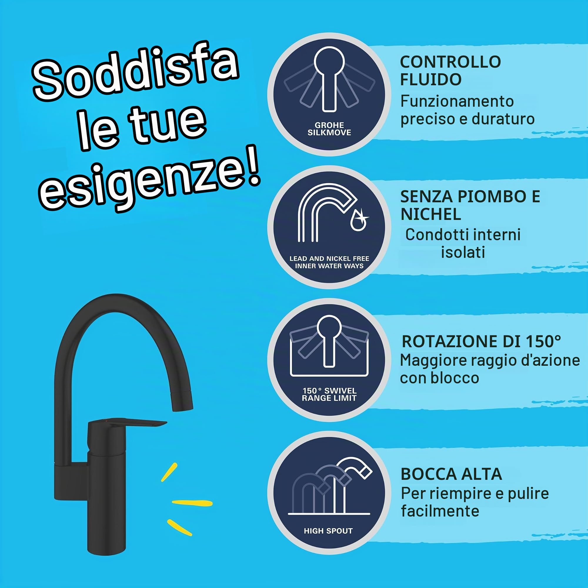 GROHE Start QuickFix miscelatore cucina nero opaco bocca C