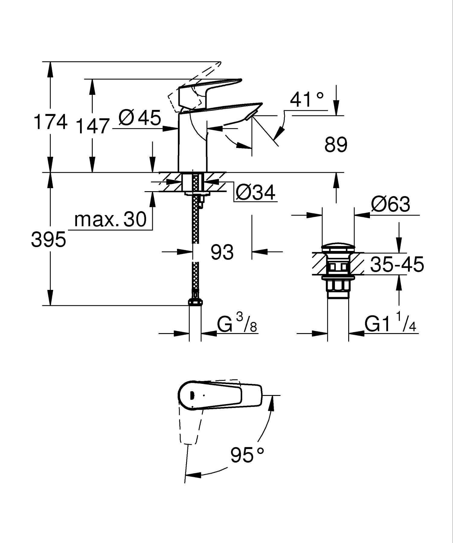 Grohe Start Edge 23900001 miscelatore lavabo S cromo 5,7 l/min