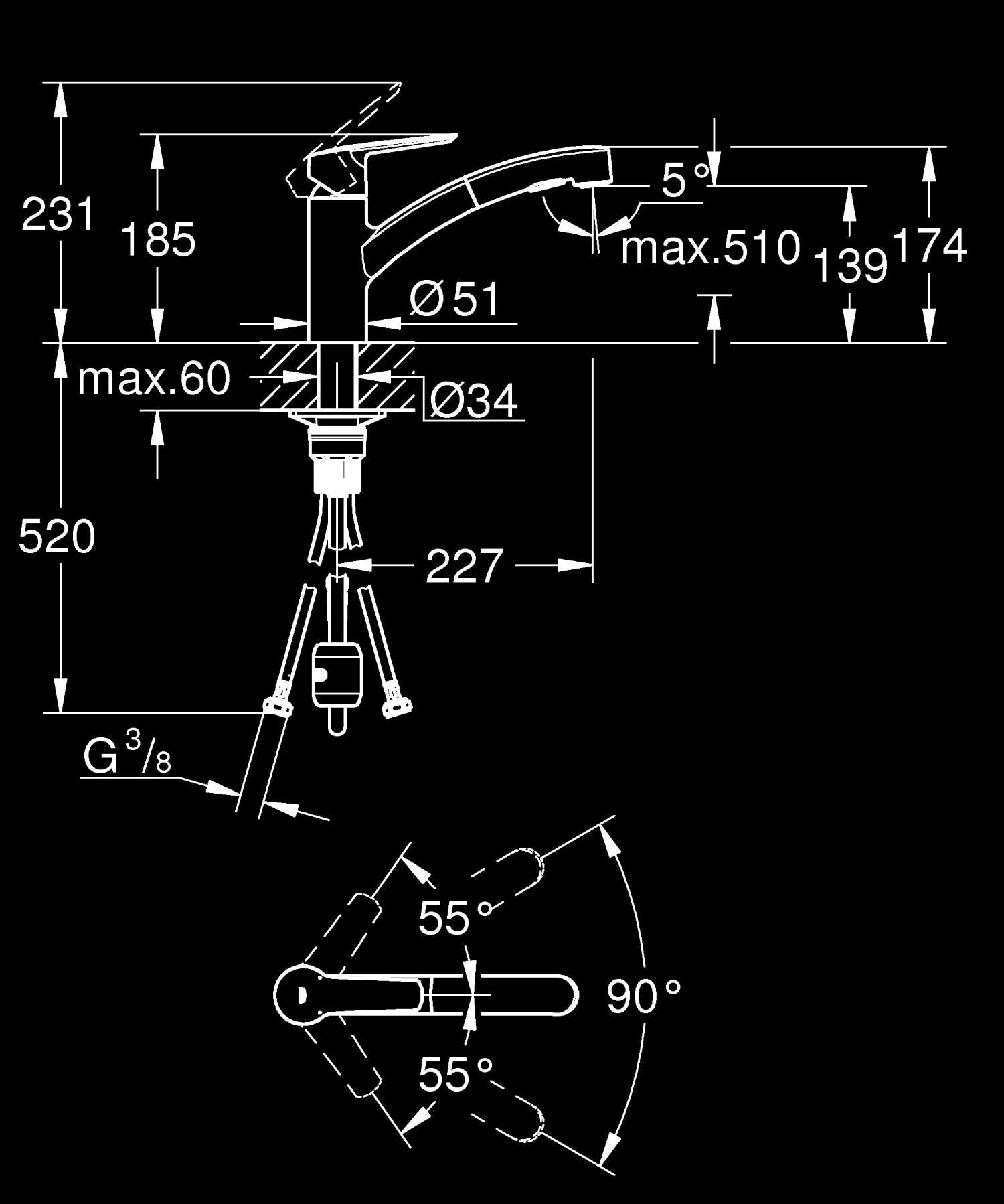 Grohe Start 303072431 miscelatore cucina nero doccetta 2 getti