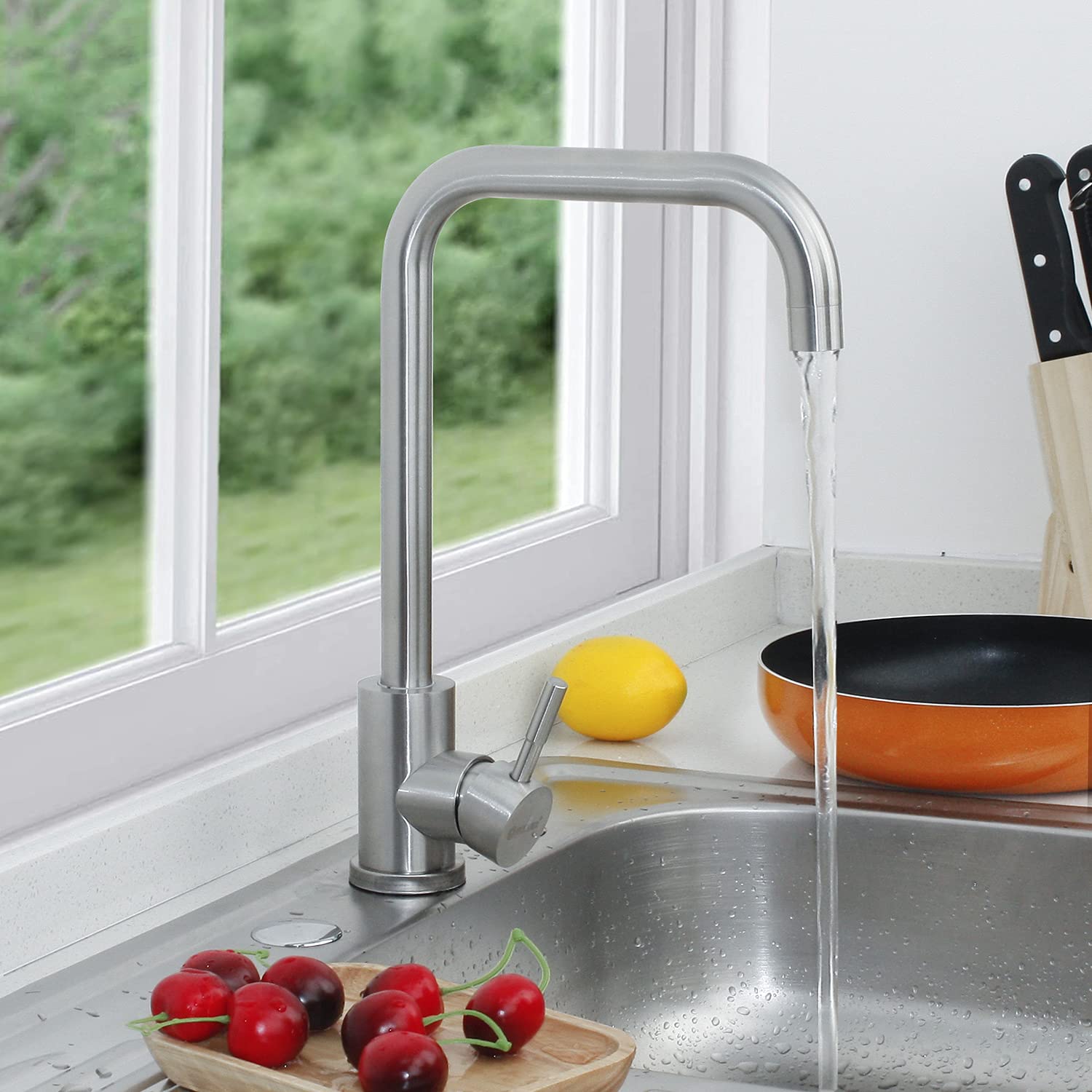 Solvex Rubinetto Cucina Monocomando Acciaio Spazzolato Girevole