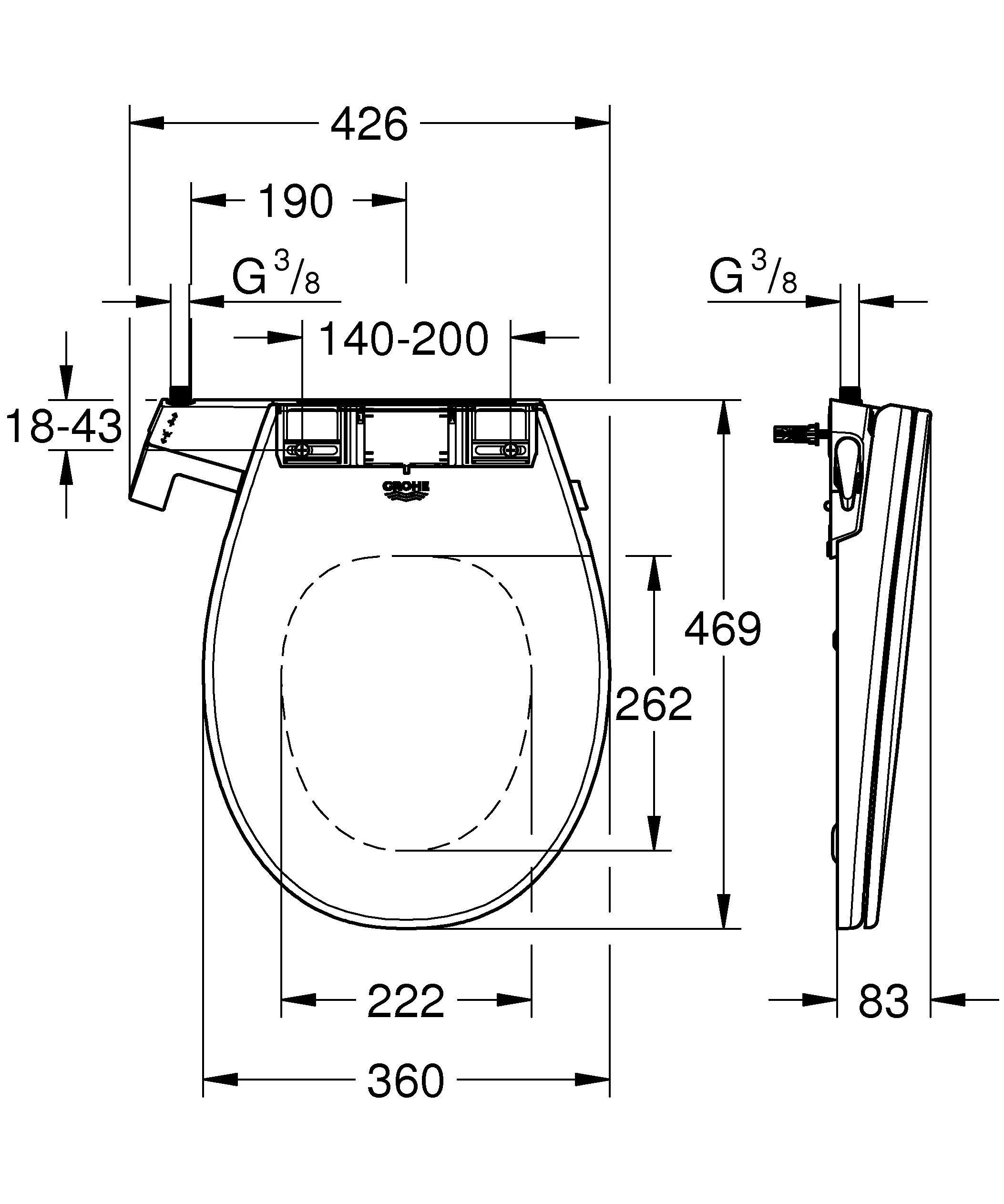 GROHE Bau sedile WC con bidet manuale 39648SH0 bianco