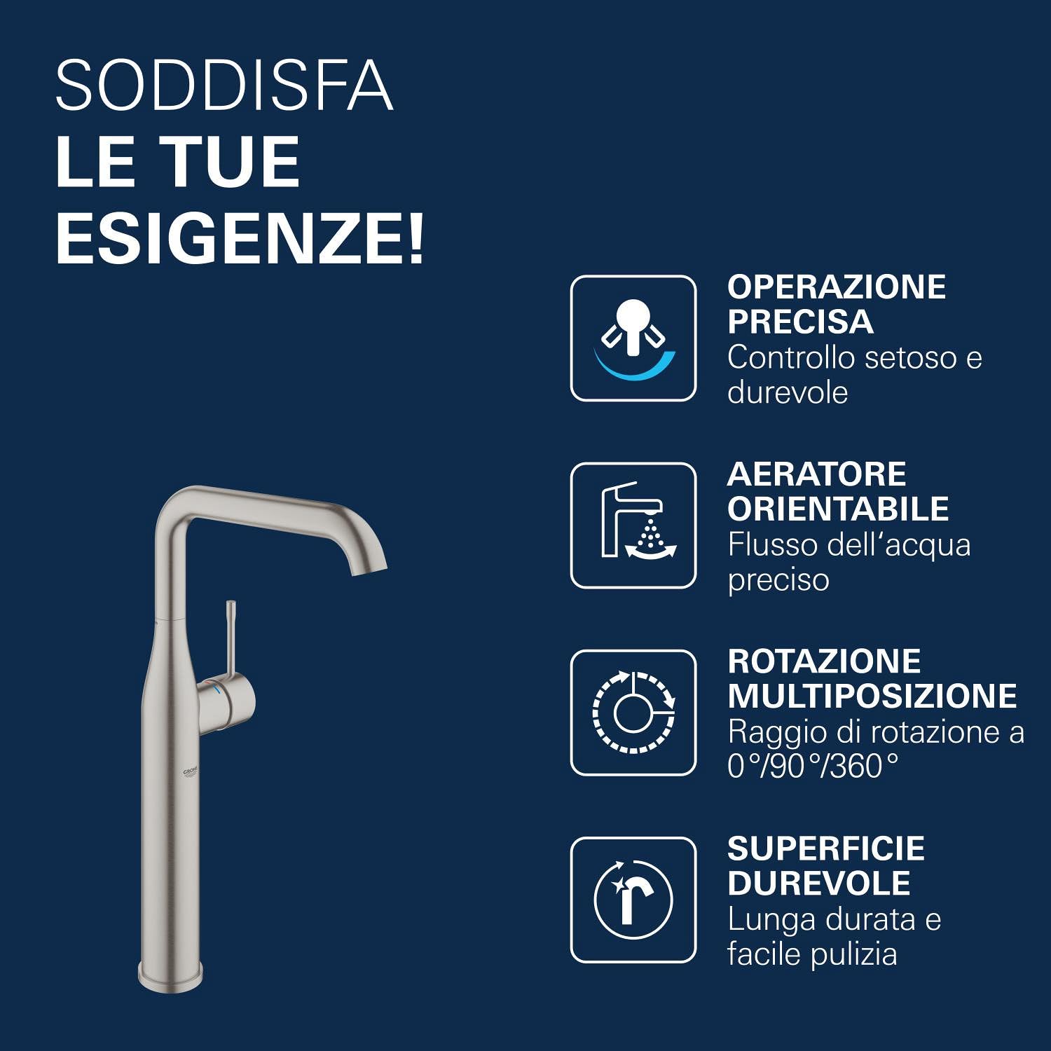 Grohe Essence New 32901DC1 rubinetto lavabo XL grigio
