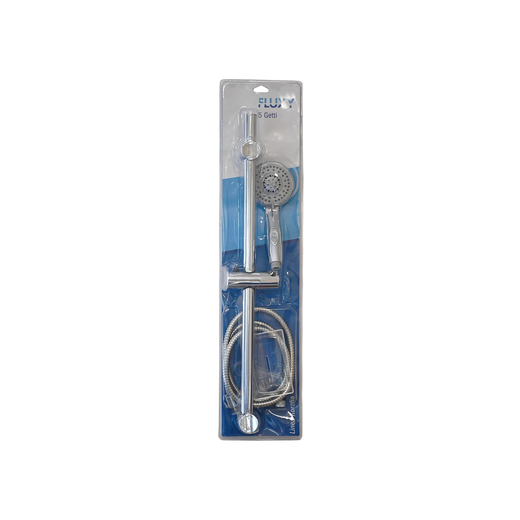 Fluxy saliscendi doccia 5 getti argento con flessibile 150 cm