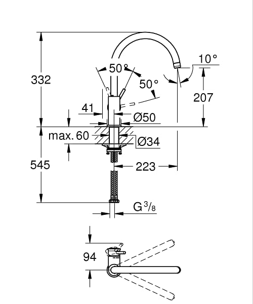 GROHE Start 31553001 miscelatore cucina cromo beccuccio C
