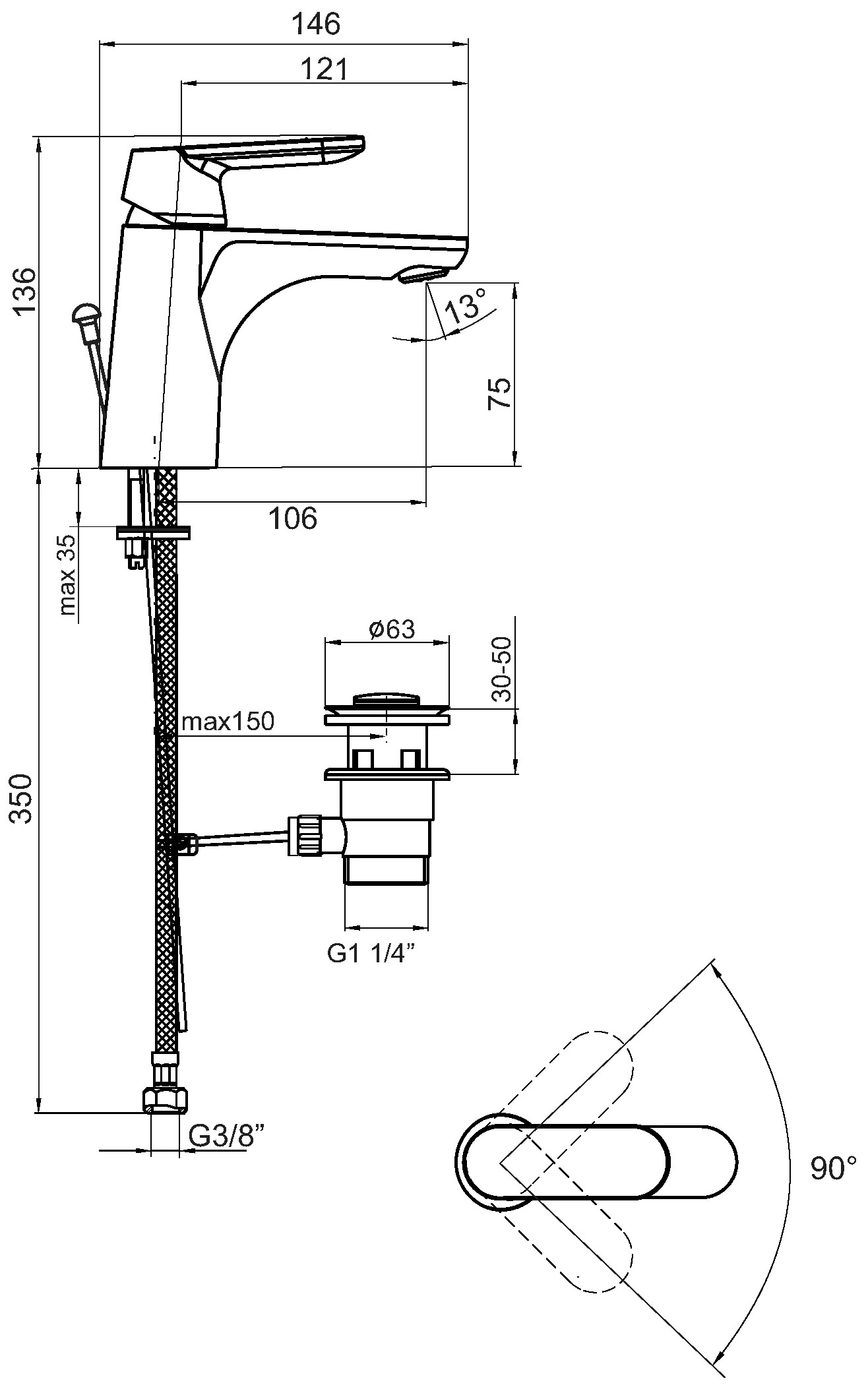Schmiedl Flaro GS39033P miscelatore lavabo con piletta