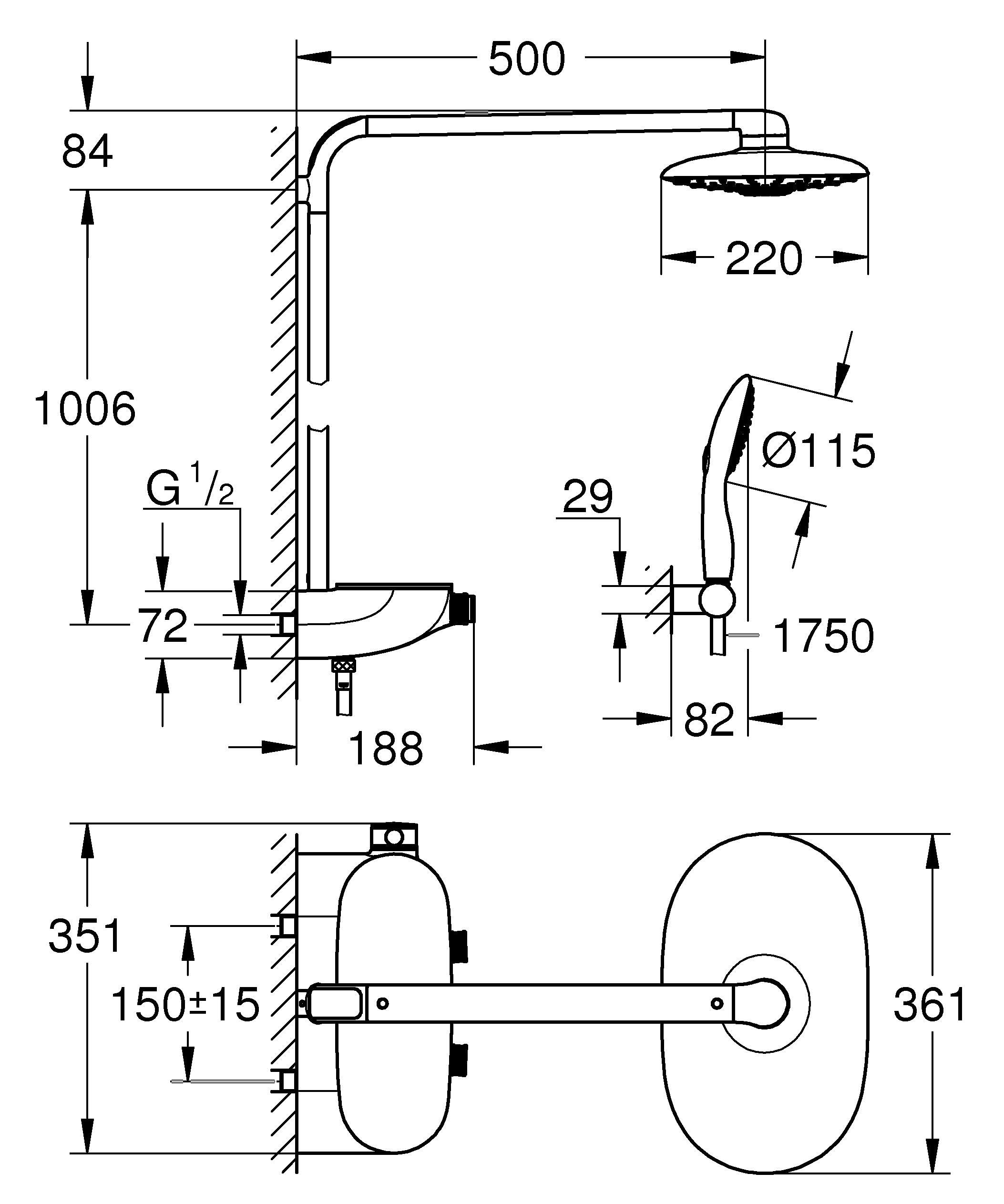 GROHE Rainshower SmartControl 26250000 sistema doccia Duo cromo