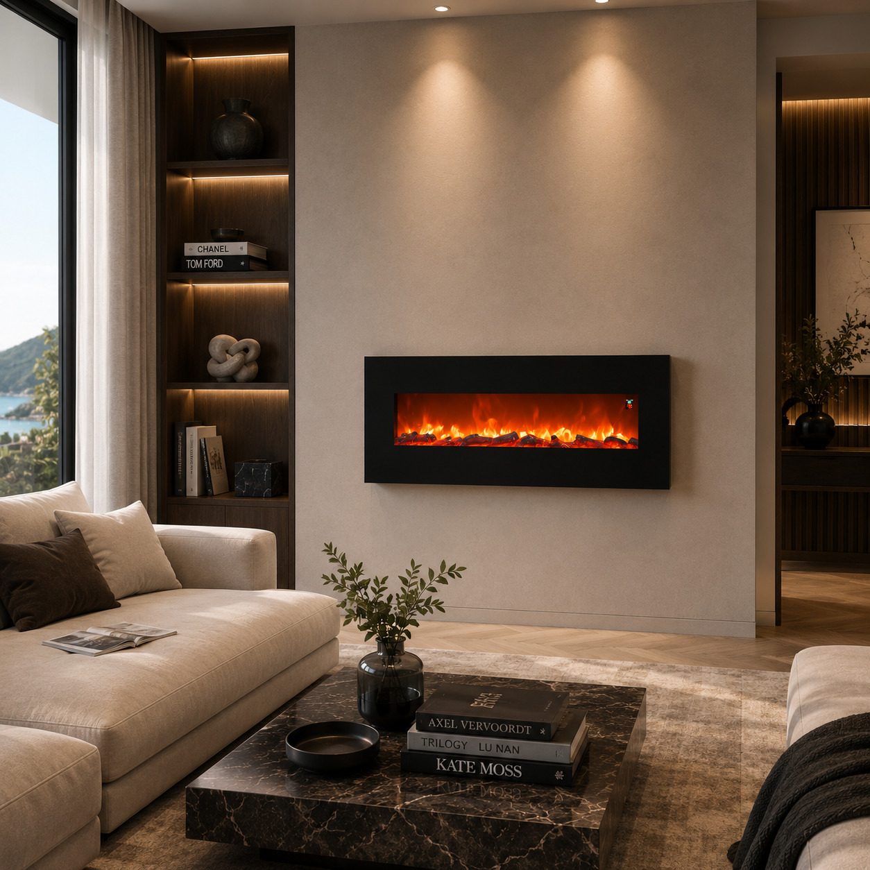 Sined Aprica caminetto parete nero 152 cm 1500W