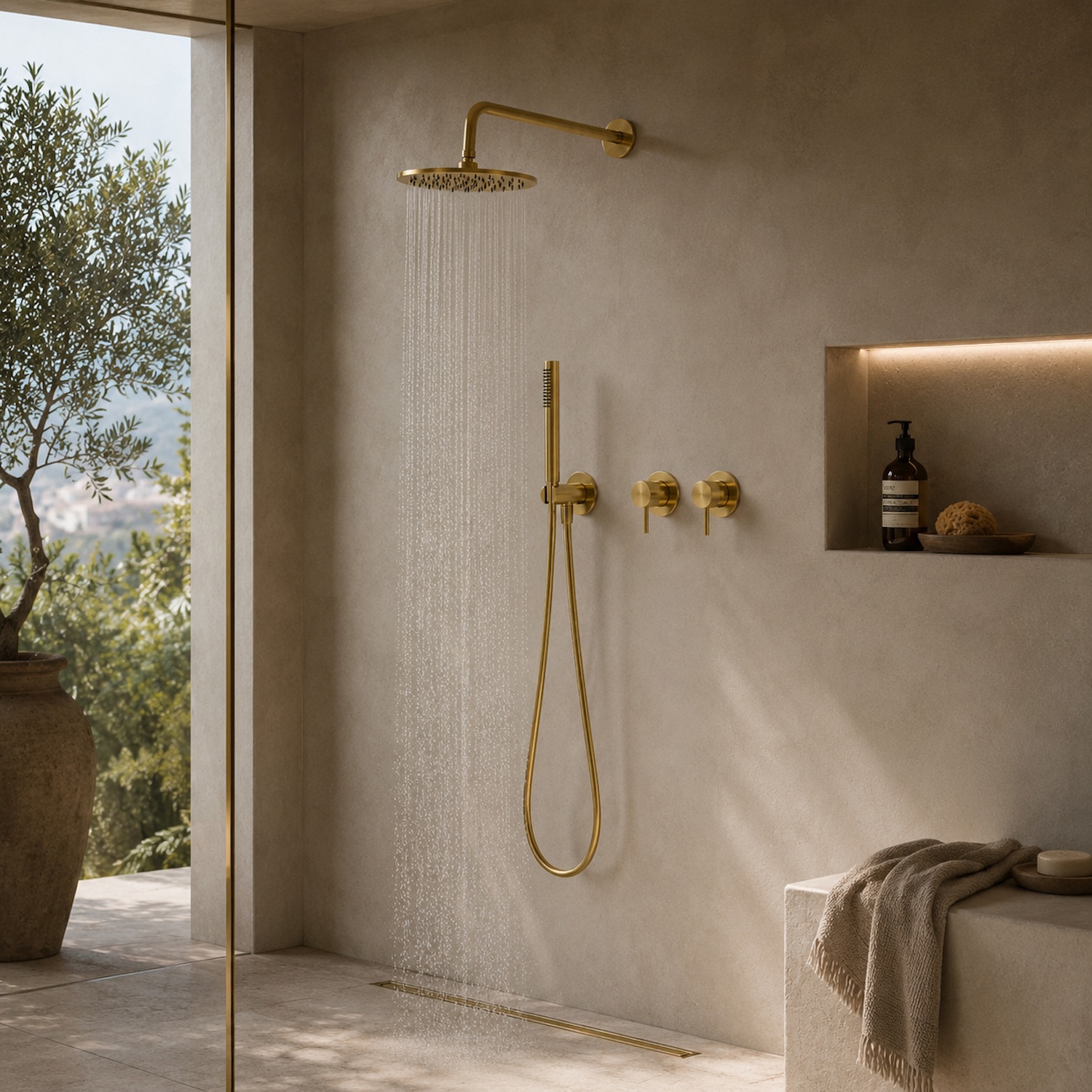 Sined KIT-DOCCIA-PARETE-25-ORO kit doccia rose gold 25 cm inox
