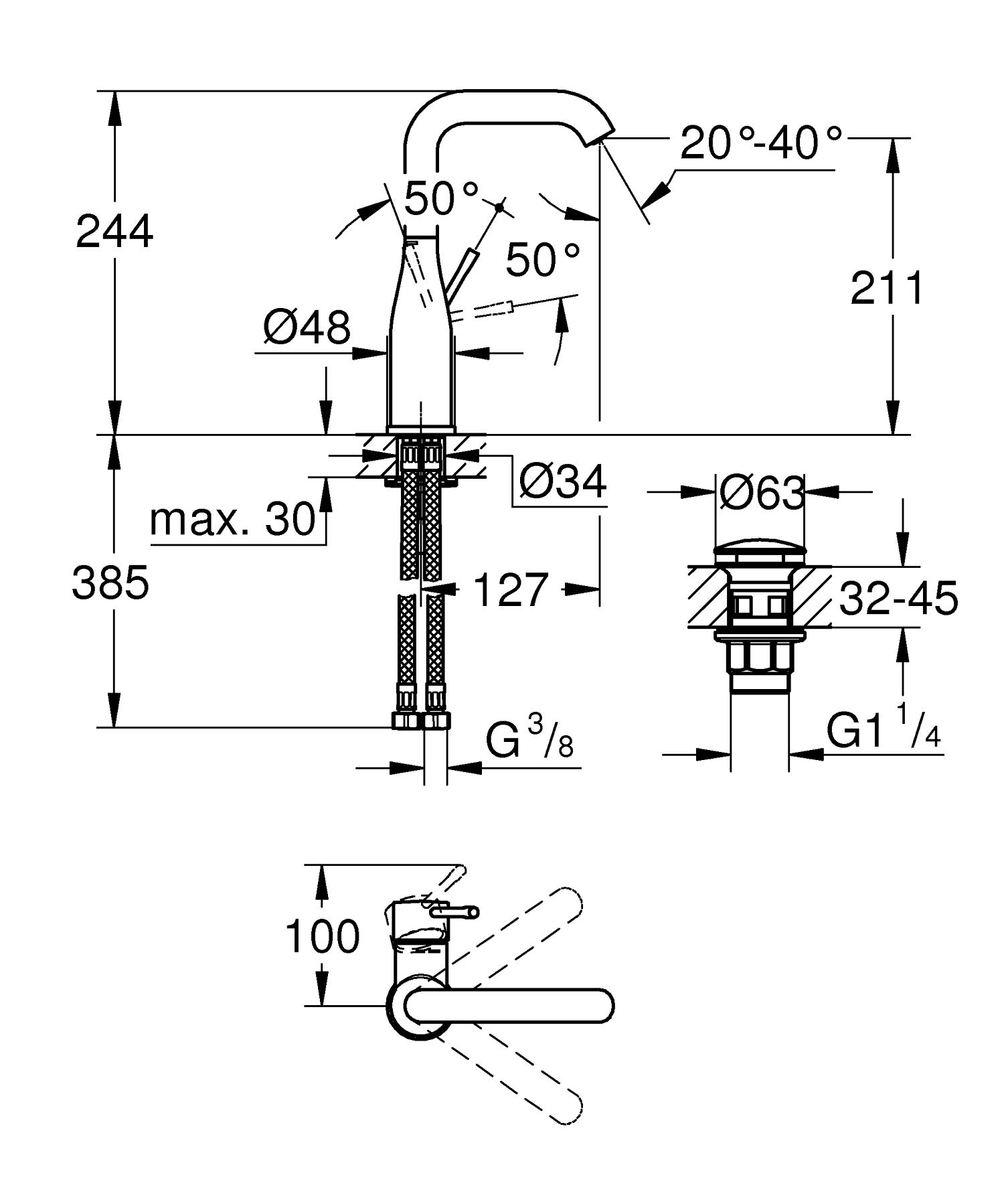 Grohe Essence 23799001 Miscelatore Lavabo L Cromato Push-Open