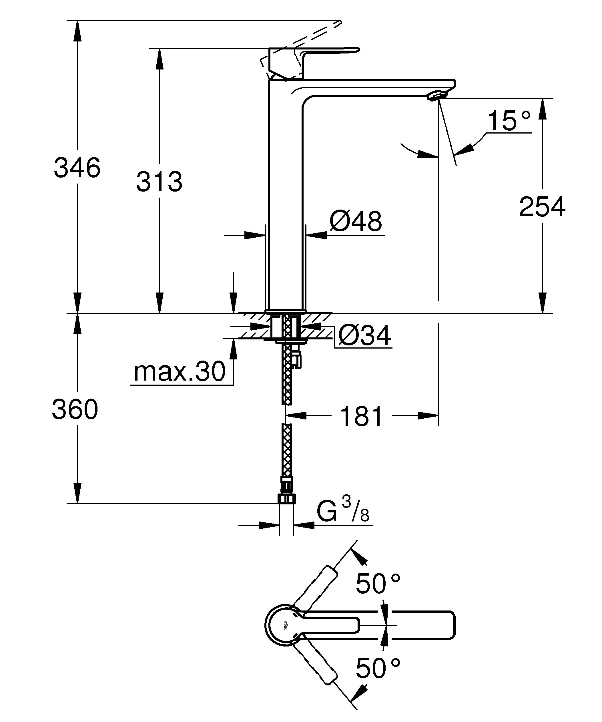 GROHE Lineare 23405001 miscelatore lavabo cromo XL
