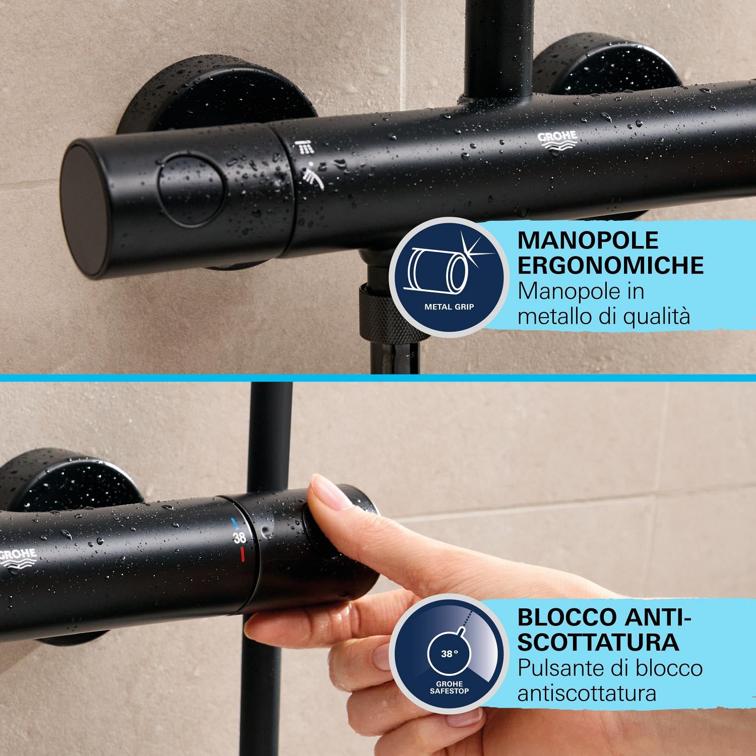 GROHE Vitalio Comfort 250 colonna doccia nero opaco