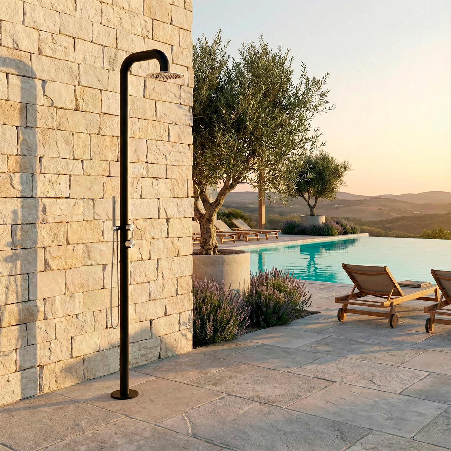 Sined Pula Duo Nera Inox doccia da esterno con doccino