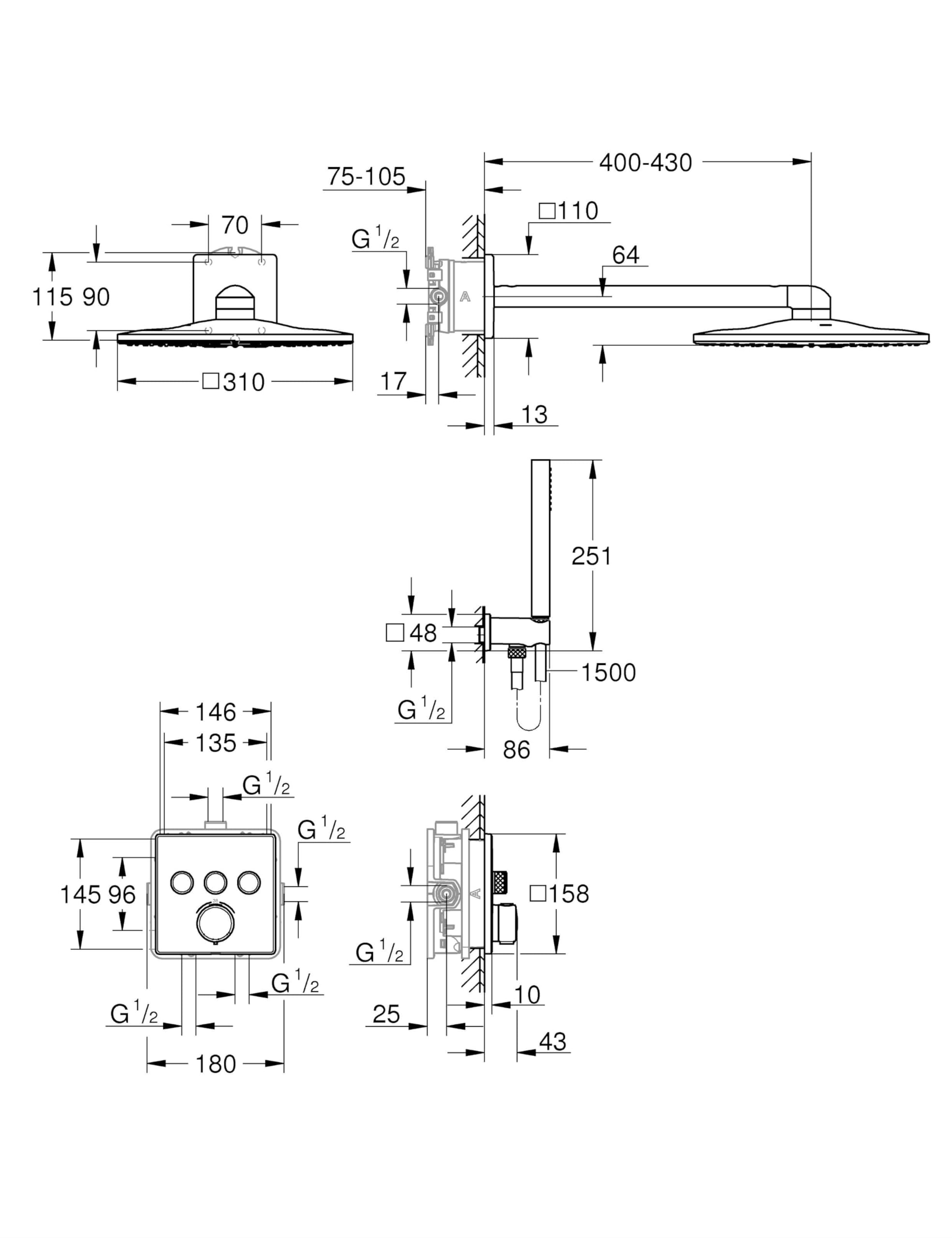 GROHE Precision SmartControl 34875000 sistema doccia 3 vie 310 cromo