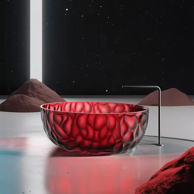 Sined Zefiro vasca tonda rossa trasparente 140