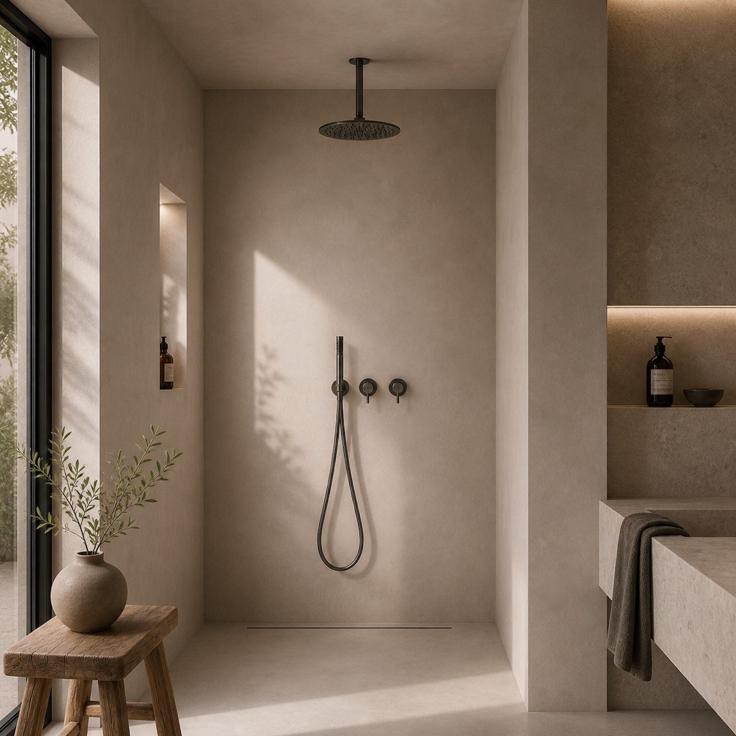 Sined kit doccia a soffitto 25 cm canna fucile acqua fredda