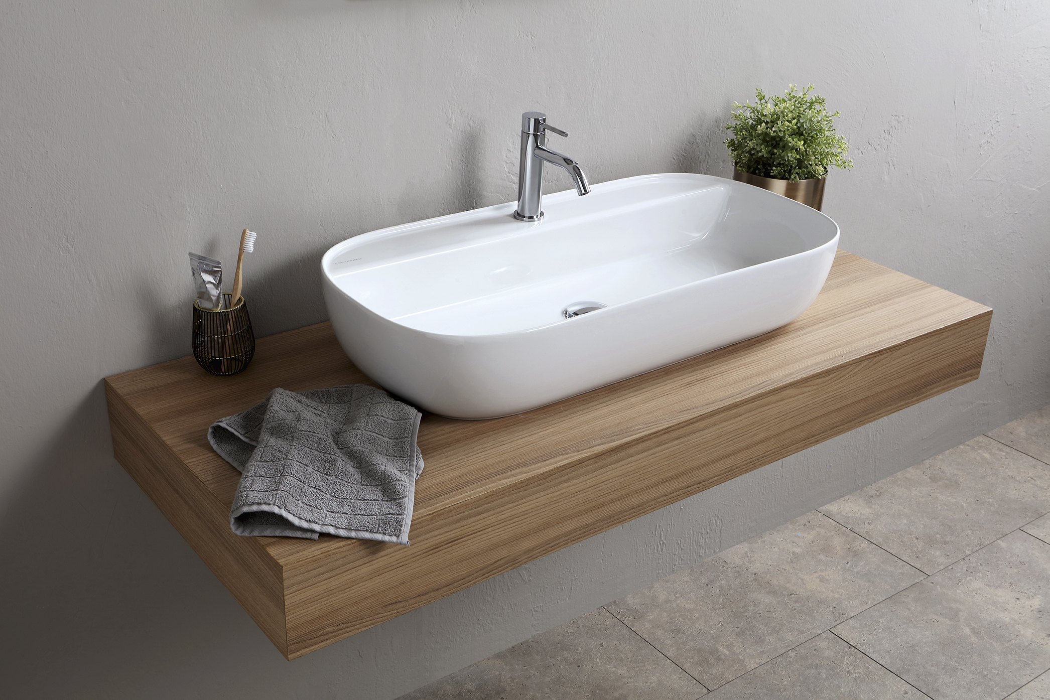 Scarabeo Glam 76/R Lavabo da Appoggio Bianco 76 cm