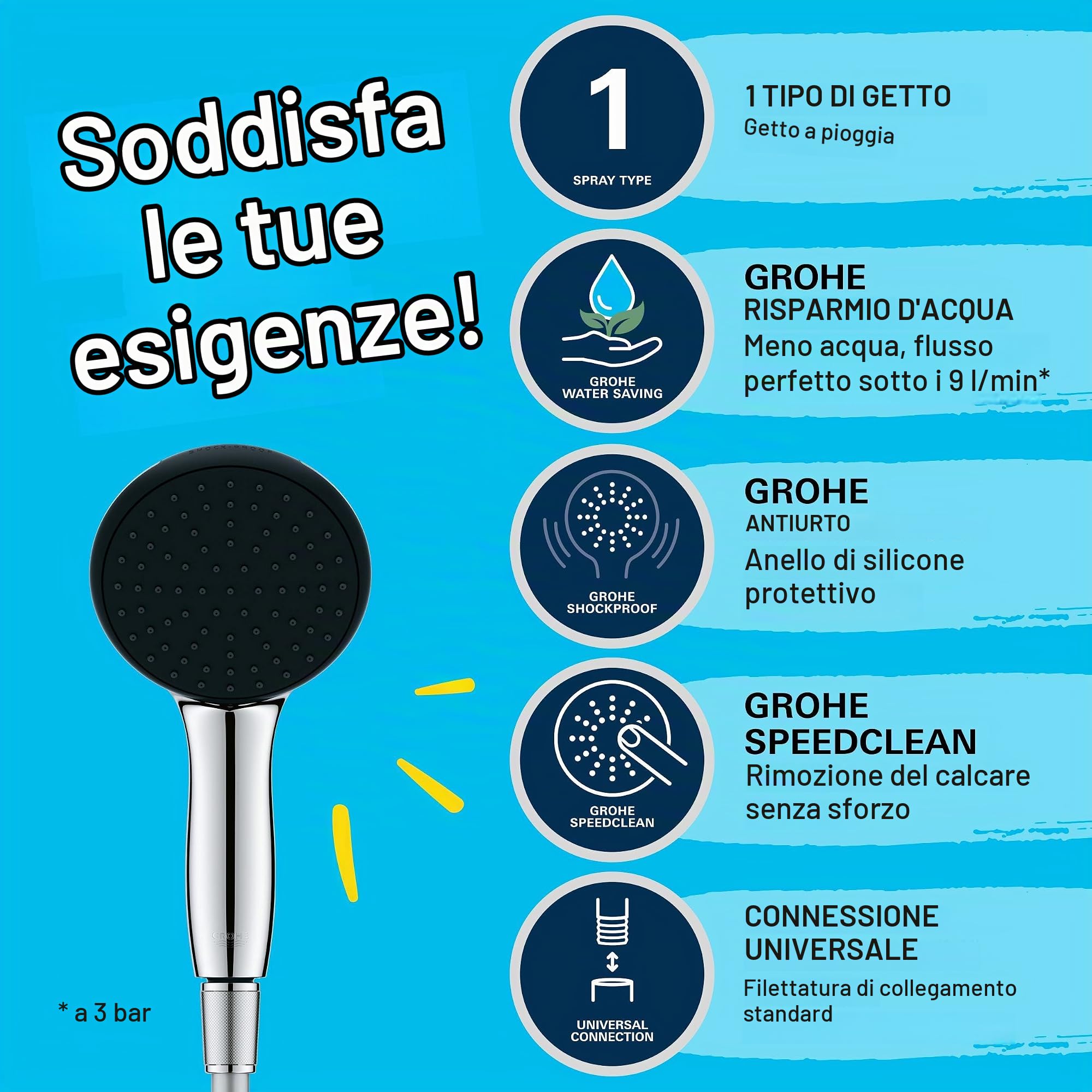 GROHE Vitalio Start 110 26720001 doccetta con flessibile 150 cm anticalcare