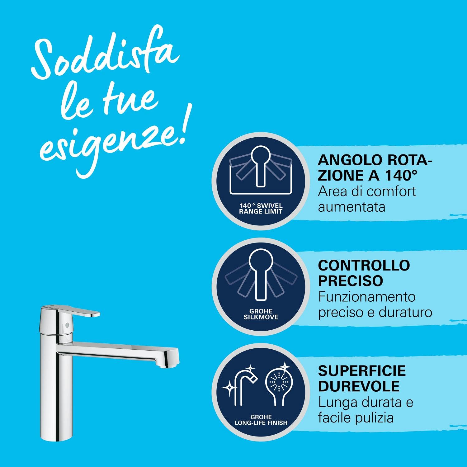 Grohe Eurocube Get 30196000 miscelatore cucina cromo