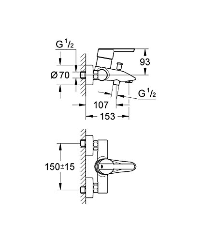 Grohe Essentials 32269000 Miscelatore Vasca Cromo a Parete