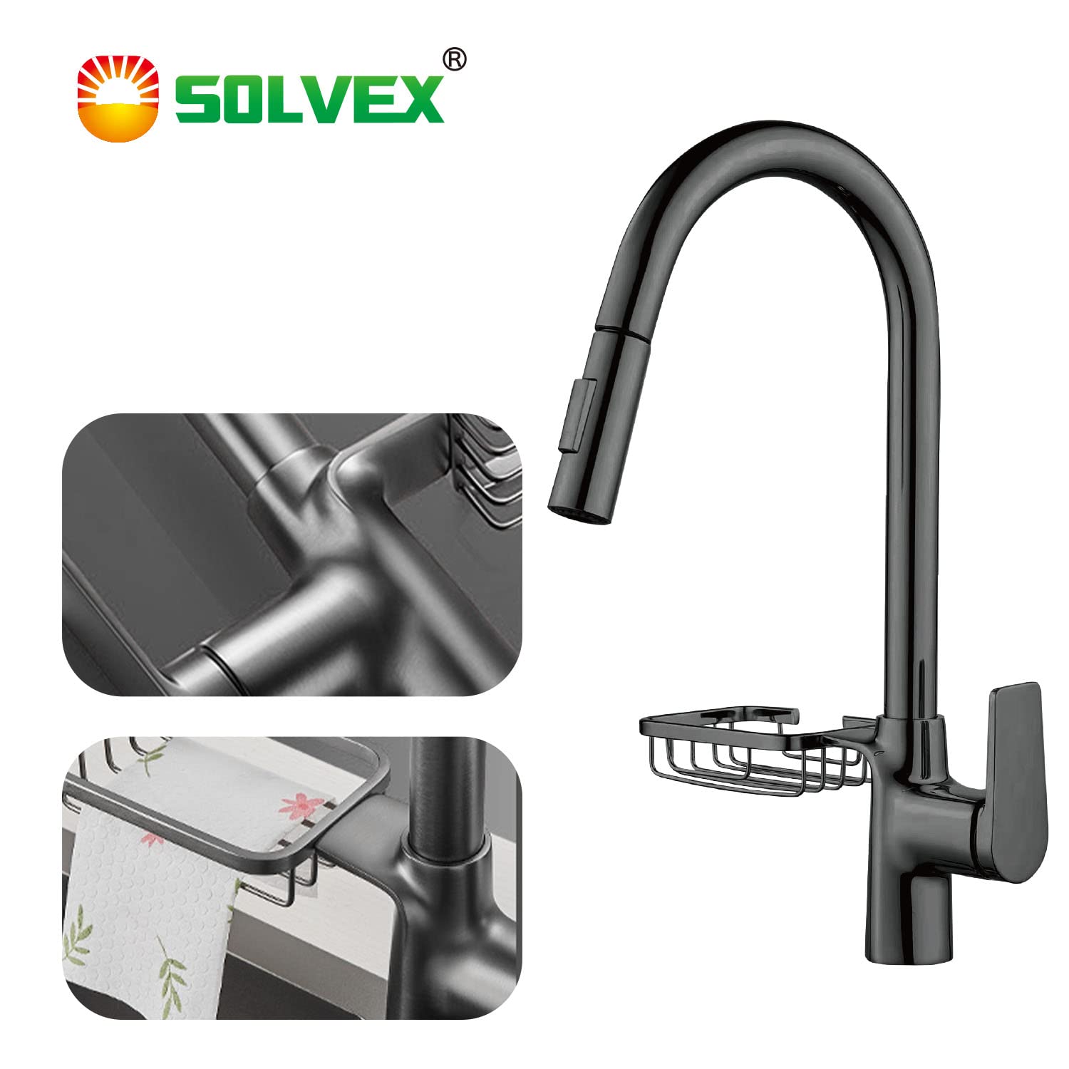 Solvex SP-10044-G rubinetto cucina grigio acciaio inox