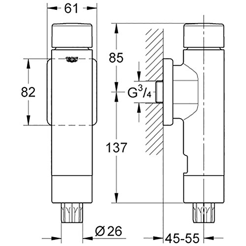 GROHE Rondo A.S. 37347000 Flussometro WC Cromo Esterno