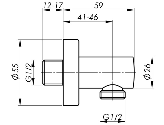 Schmiedl GS0028 gomito presa acqua doccia 1/2