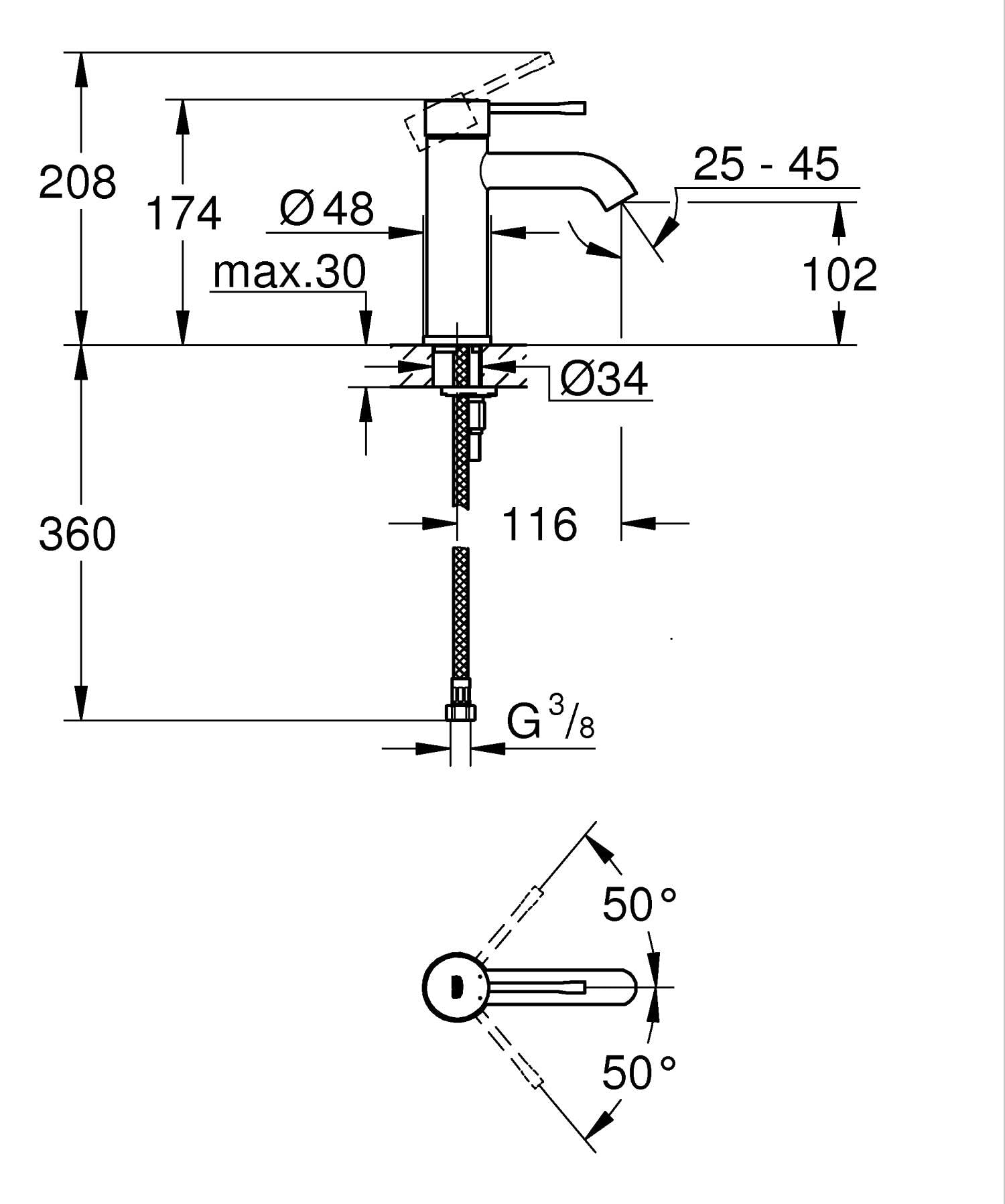 Grohe Essence 23590AL1 Rubinetto Lavabo S Grafite Spazzolata