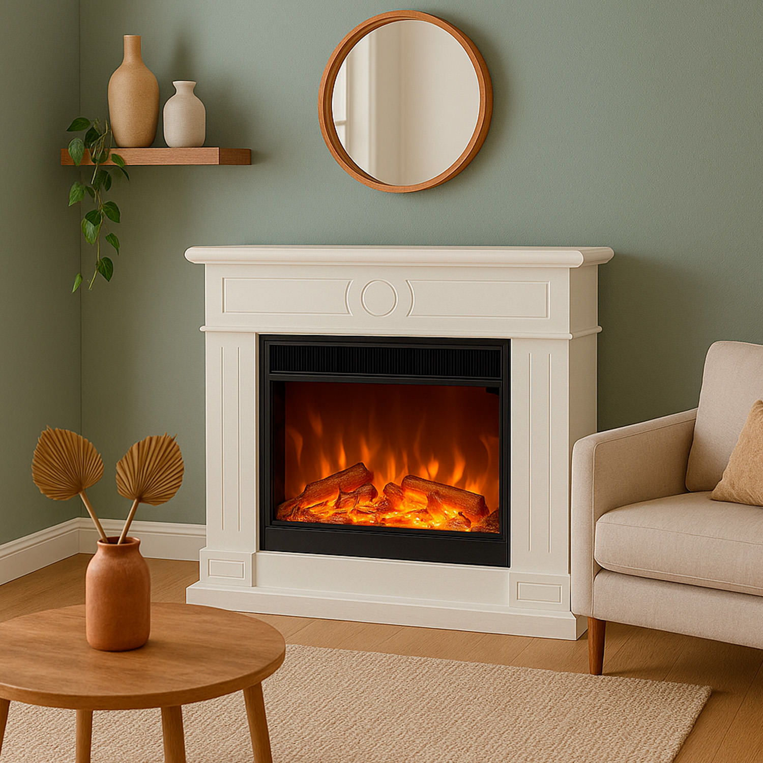 Sined Lipari XXL camino elettrico bianco 1500W