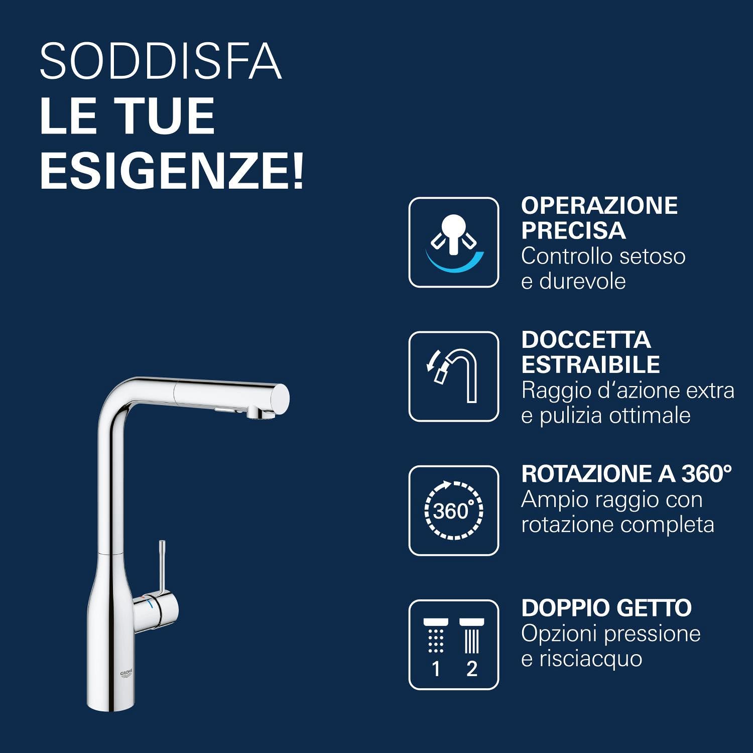 GROHE Essence 30270000 rubinetto cucina cromo estraibile