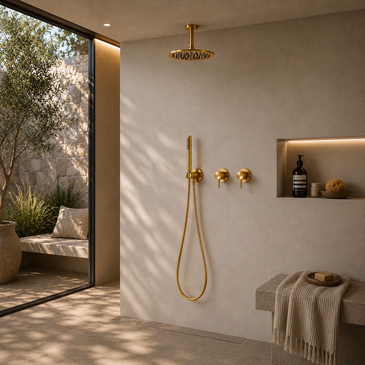 Sined Soffitto Corto 25 Oro kit doccia a soffitto 25 cm