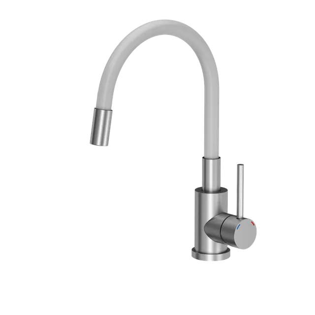 Tubico miscelatore cucina canna flessibile bianca