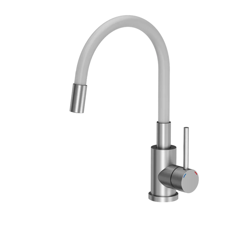 Tubico miscelatore cucina canna flessibile bianca