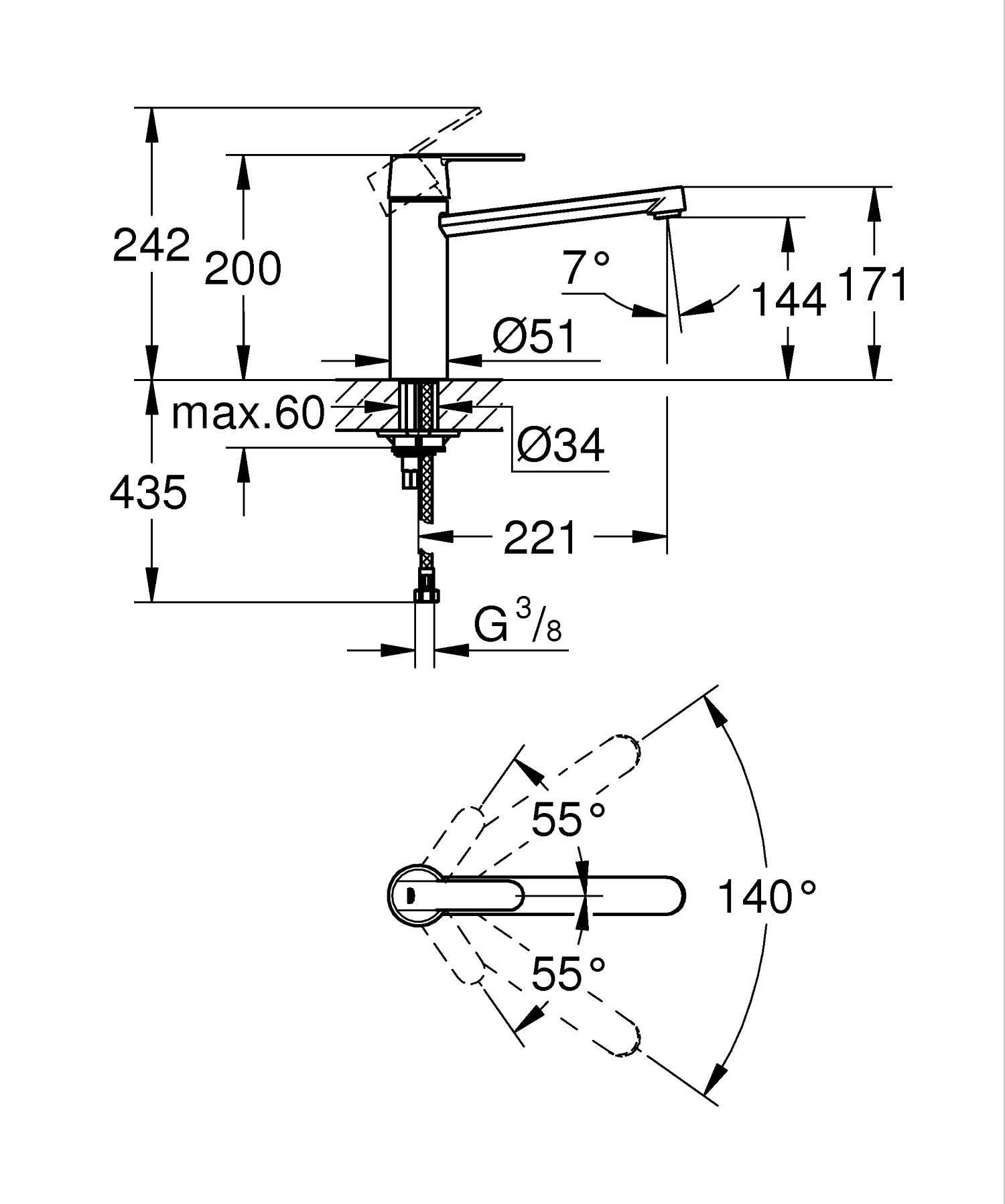 Grohe Eurocube Get 30196000 miscelatore cucina cromo