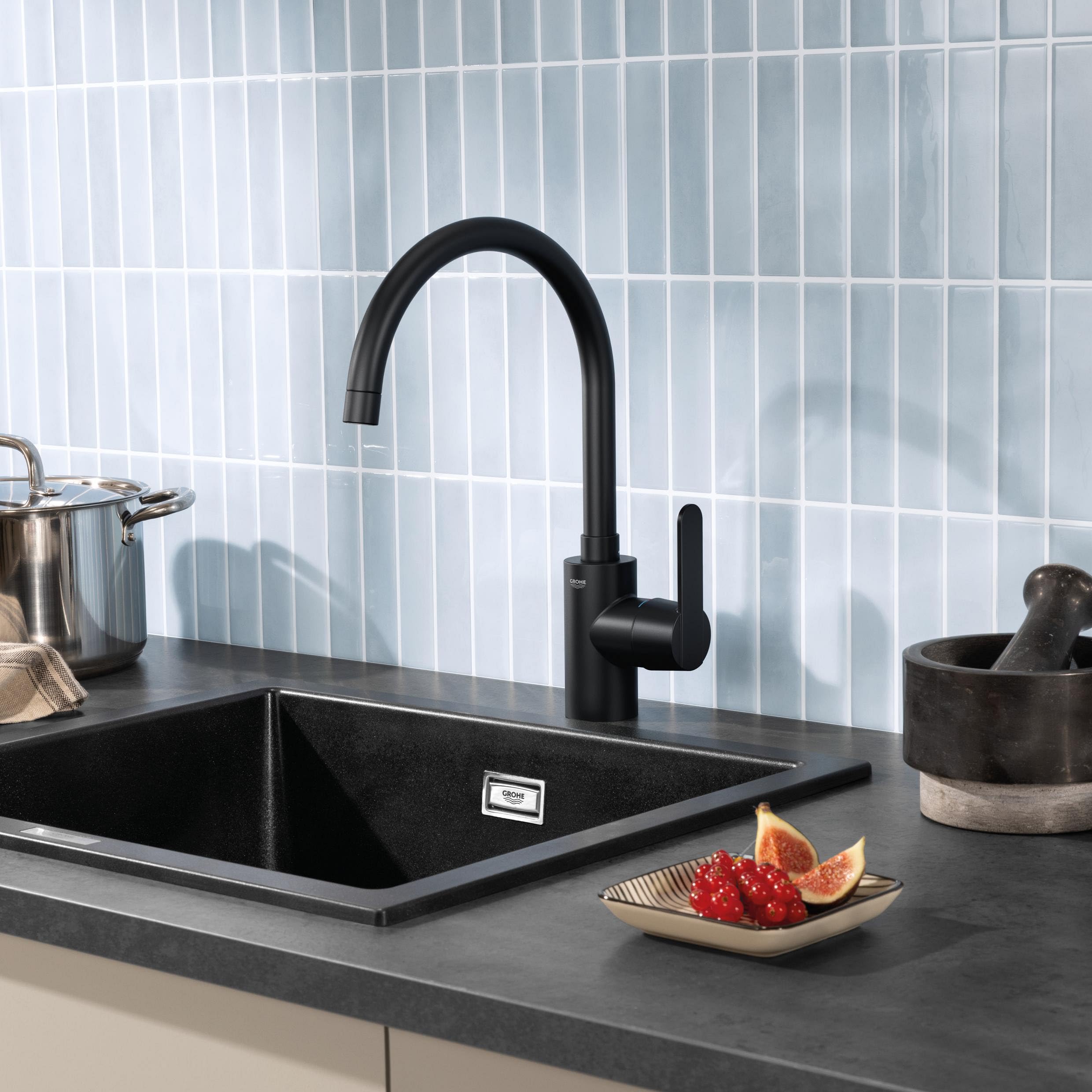 GROHE Get 31552DC0 miscelatore cucina nero opaco bocca alta