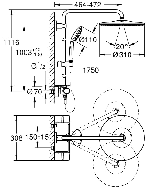 GROHE Vitalio 26401001 colonna doccia con termostato
