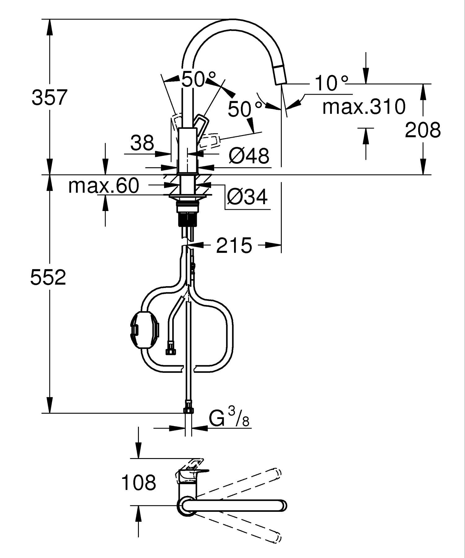 GROHE StartLoop 305560000 rubinetto cucina bocca alta cromato
