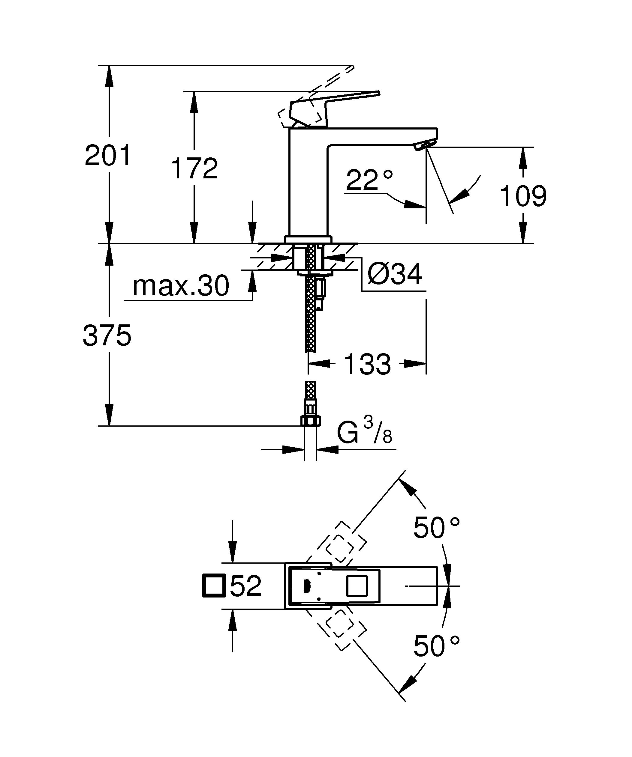 GROHE Eurocube 23446000 Miscelatore Lavabo M Cromo