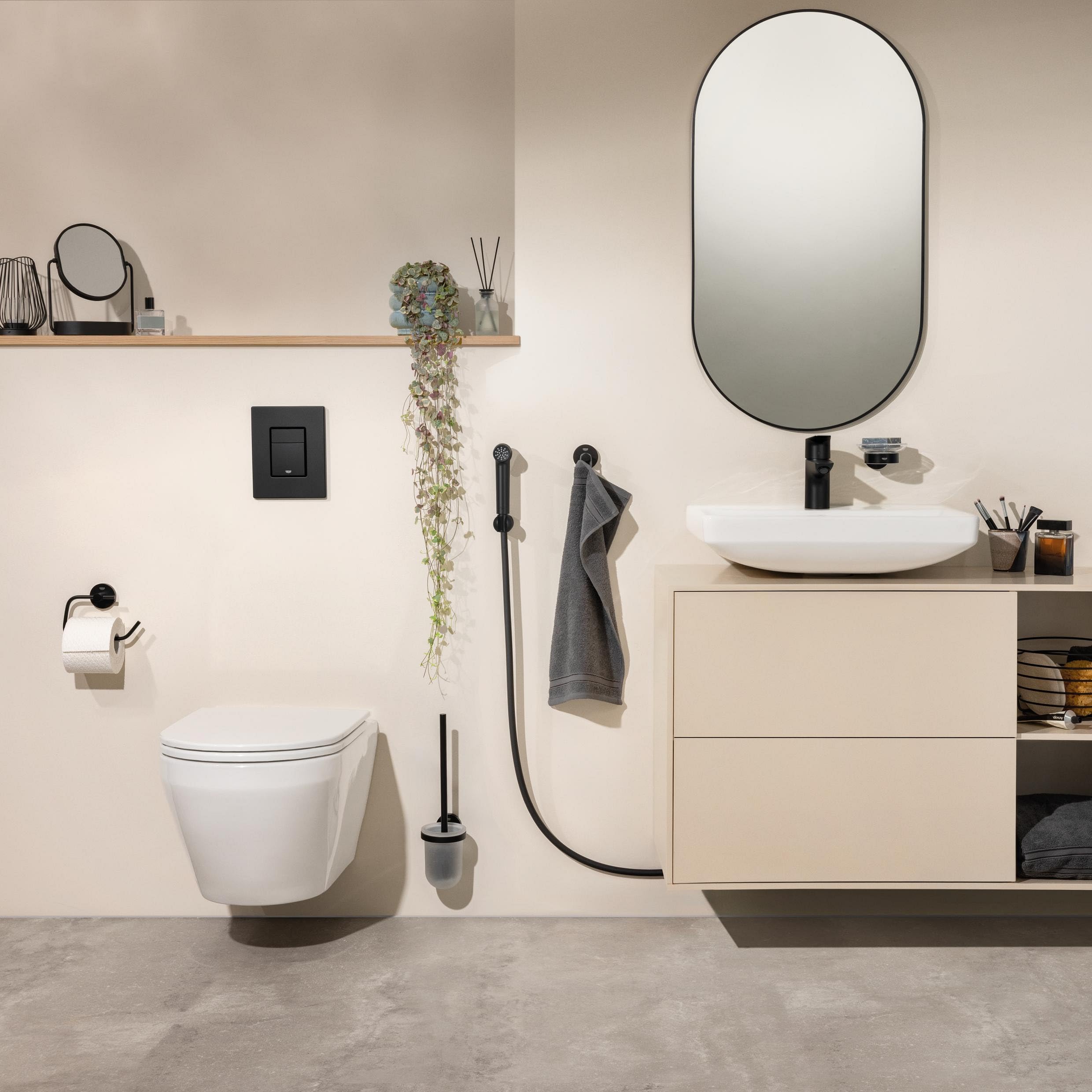 GROHE Start Edge miscelatore lavabo nero opaco con doccetta igienica
