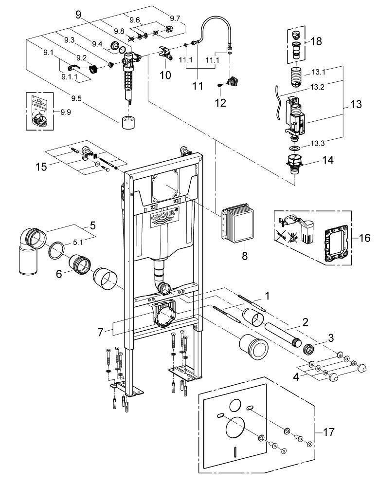 GROHE Rapid SL 38526000 cassetta WC incasso 0,82 m per sospesi