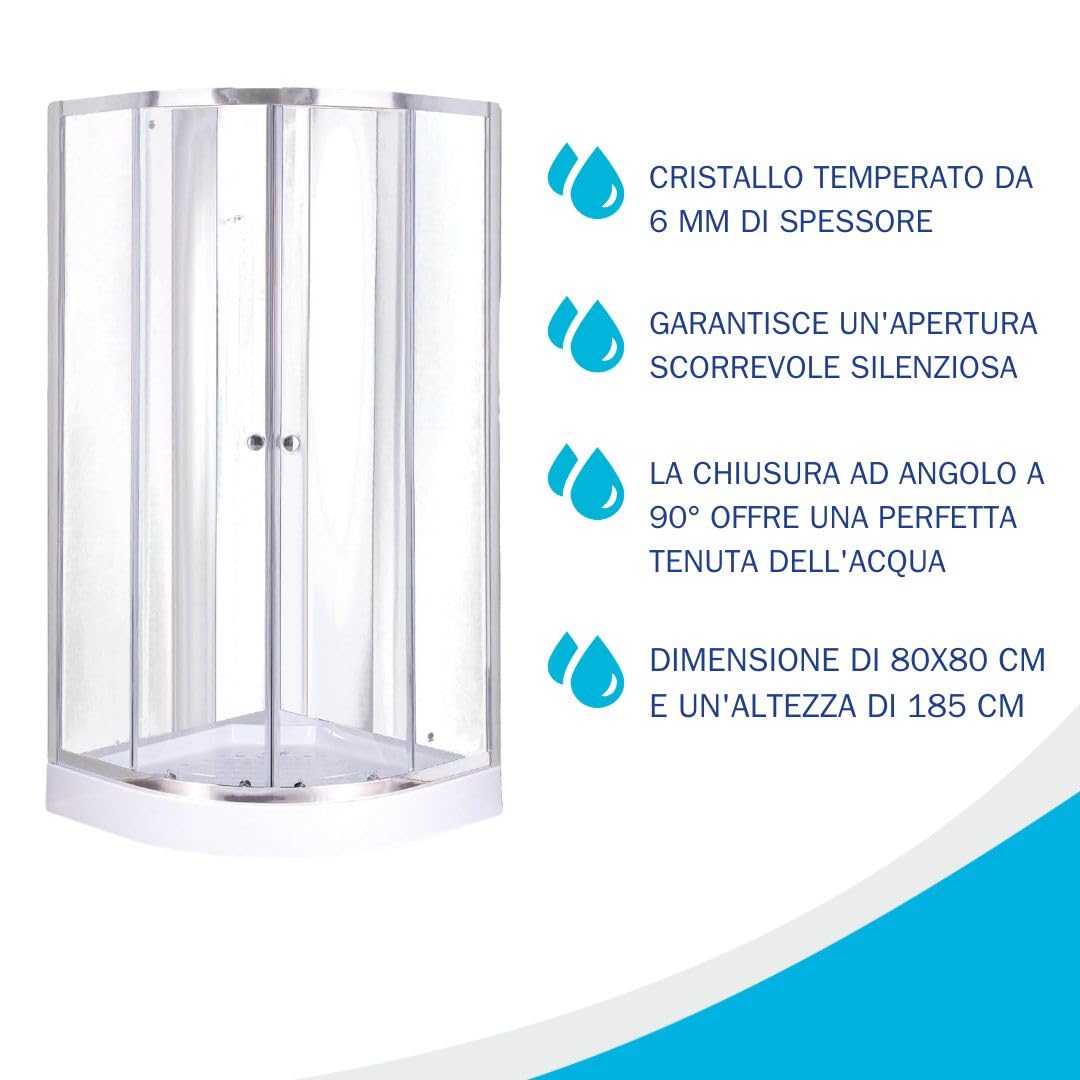 Fluxy Rubino box doccia 80x80 ante scorrevoli trasparente
