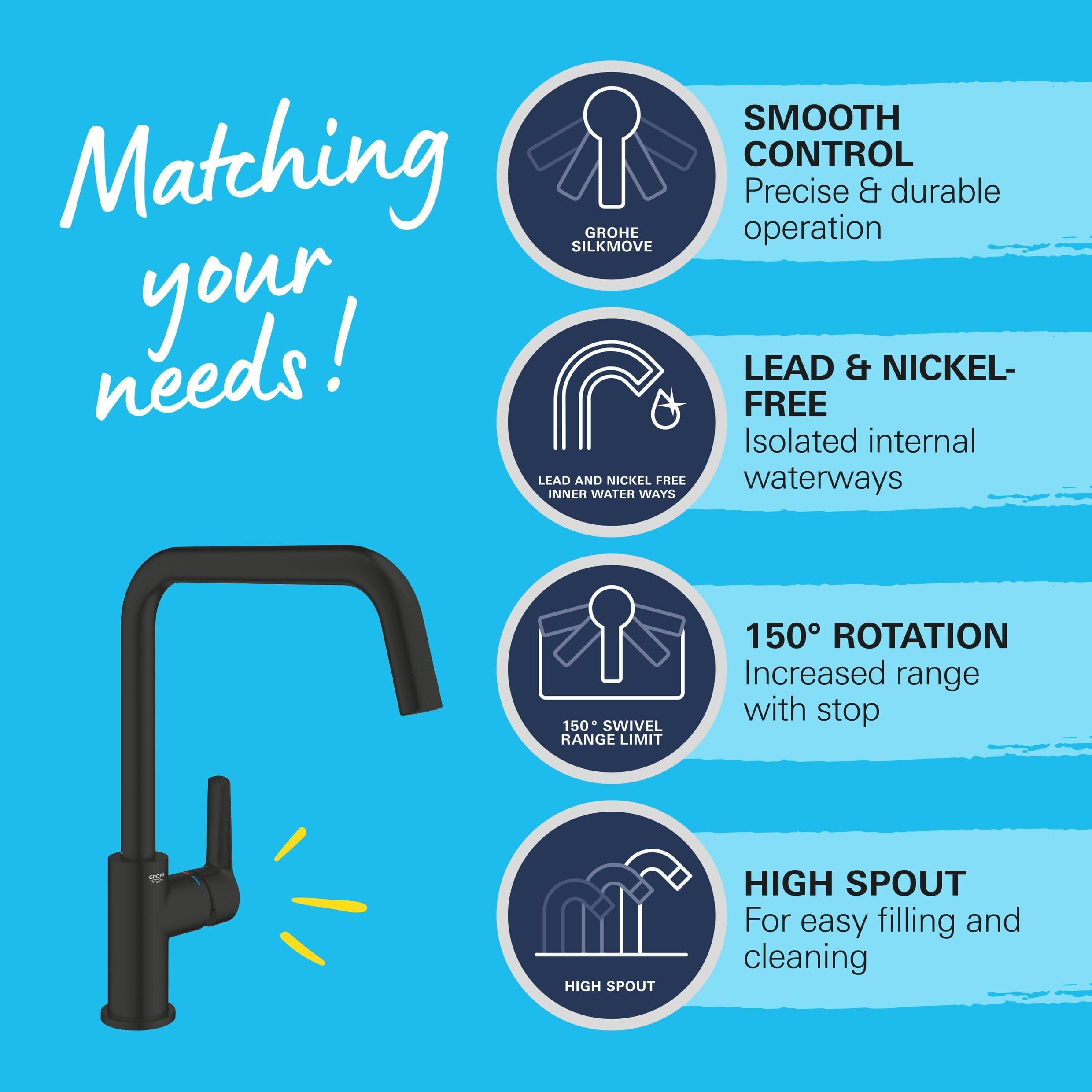 GROHE Start rubinetto cucina bocca alta U nero 304702430