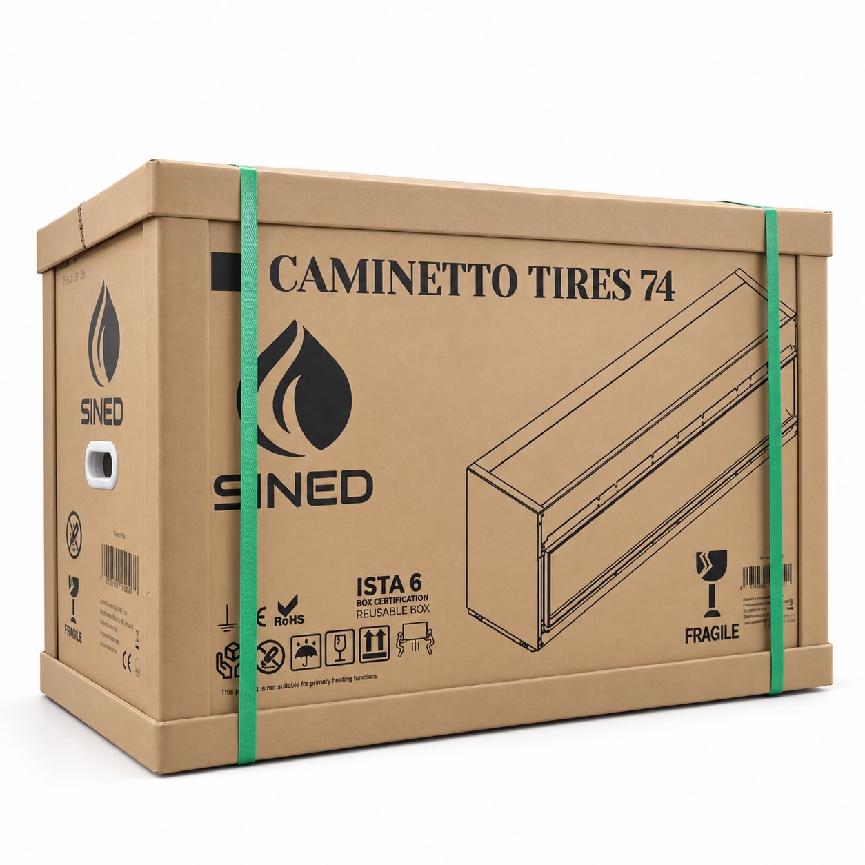 Sined Tires 74 caminetto elettrico incasso nero fiamma olografica